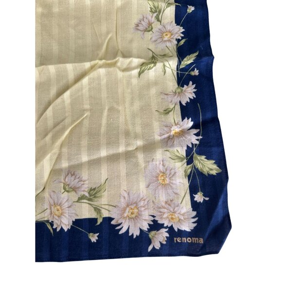 RENOMA Paris Floral Daisy Print 16" by 16" Cotton Scarf - Picture 5 of 6